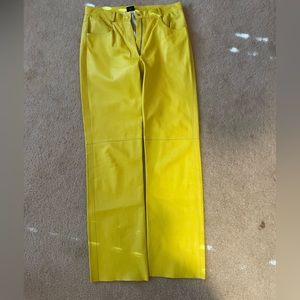 Krizia Pelle Italy Yellow Leather Pants 42 US 6